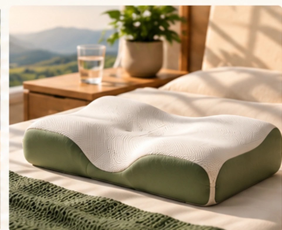 Customizable Cervical Pillow on a bed in morning light